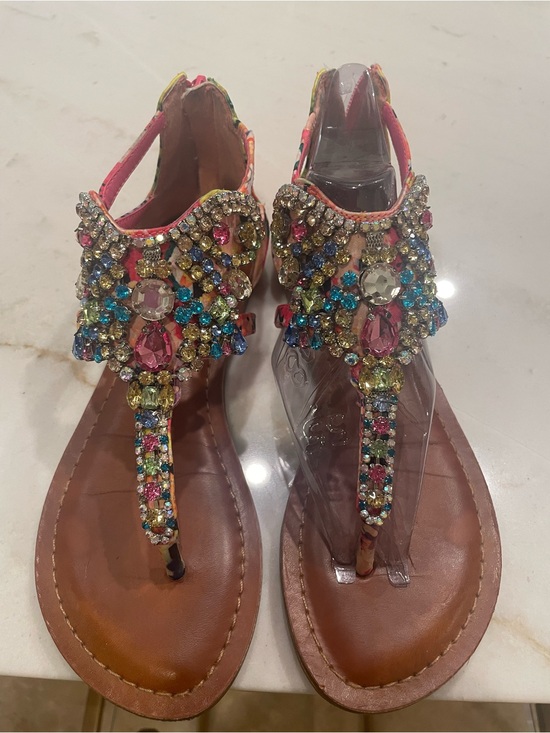 Gianni Bini Shoes - Gianni Bini Bejeweled Pink T-Strap Women's Sandals